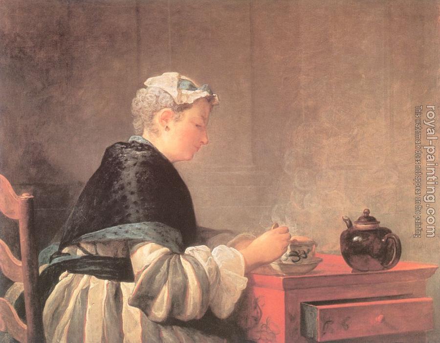 Jean Baptiste Simeon Chardin : Lady Taking Tea